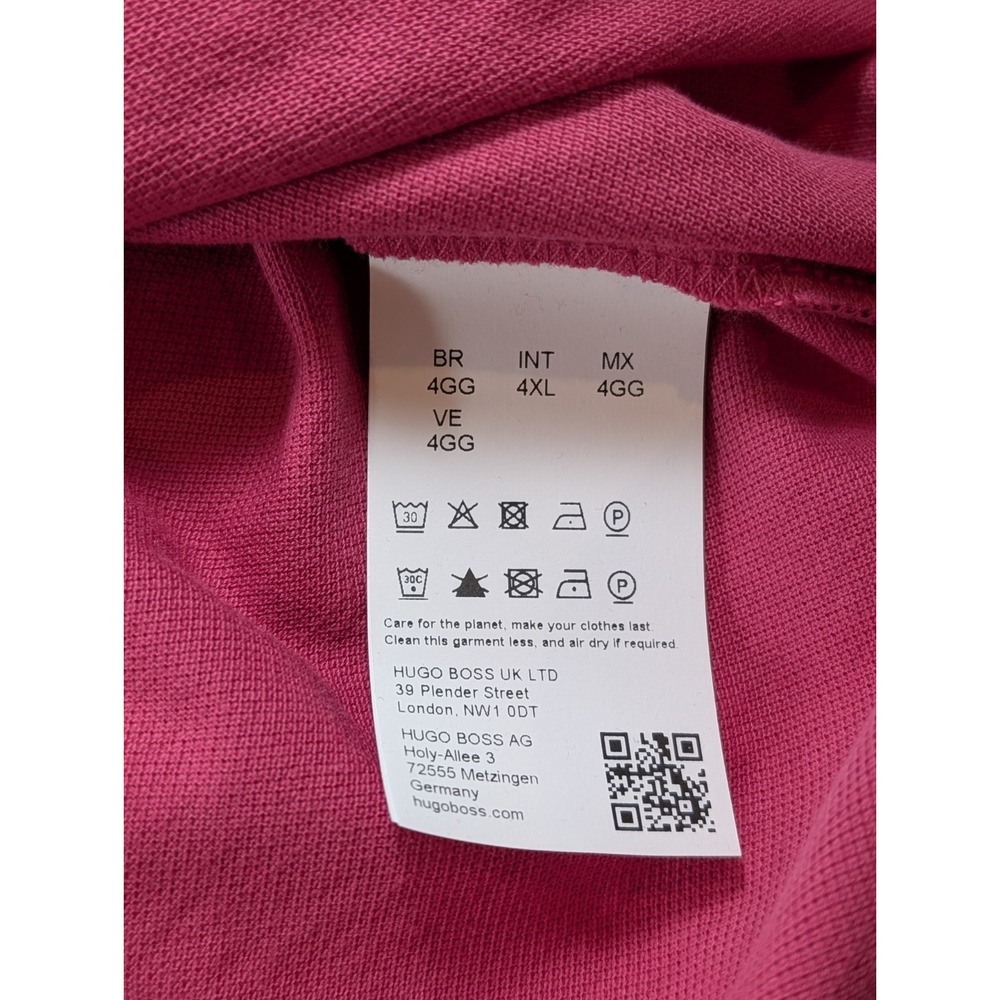 BOSS Black Label Pallas Big &Tall Polo Shirt Bright Pink Cotton Logo 4XL - Picture 6 of 14